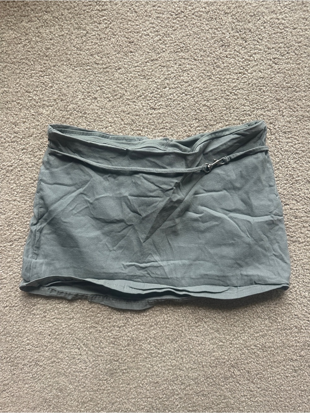 Casual Mini Skirt with Waist Tie - Grey